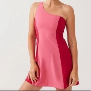 Outdoor Voices Pink Dress M One Shoulder Built In Bra
